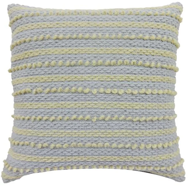 Benzara 18 X 18 Inch Hand Woven Pillow with Stripe Pattern, Set of 2, Blue and Yellow