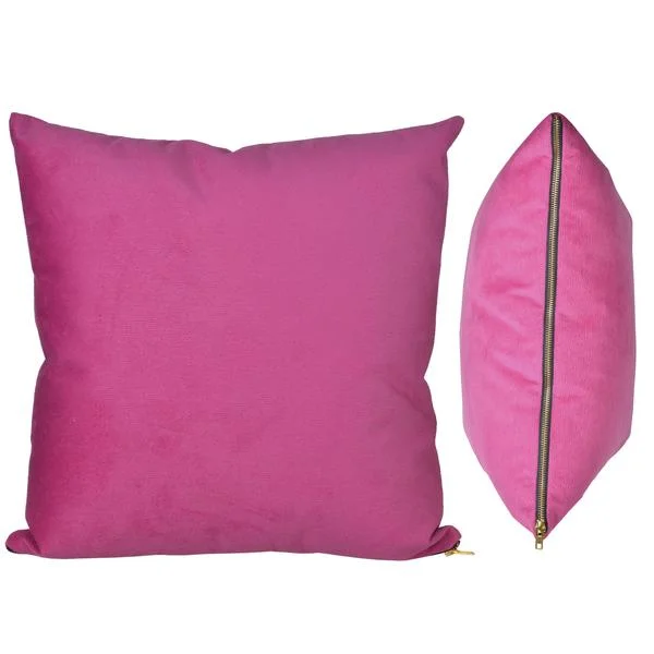 Benzara 18 X 18 Inch Polyester Cover Pillow with Zipper Opening, Set of 2, Pink