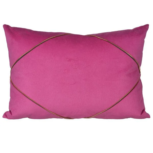 Benzara 20 X 14 Inch Polyester Pillow with Zipper Accent, Set of 2, Pink