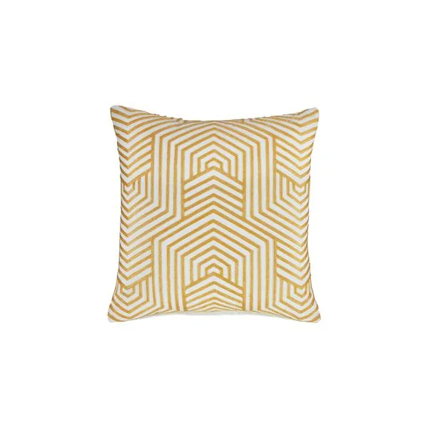 Benzara 20 x 20 Accent Pillow with Herringbone Print, Set of 4, Yellow and White