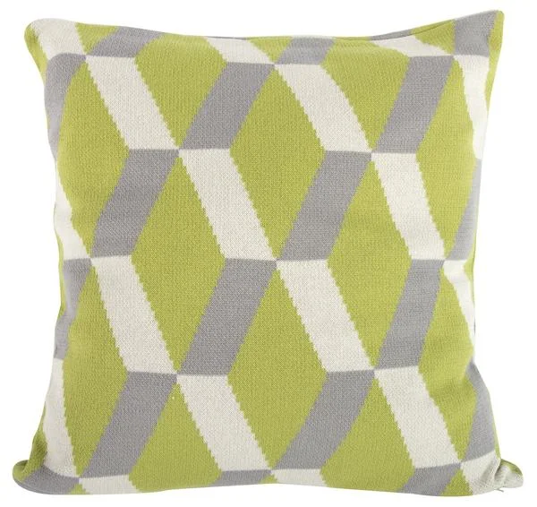 Benzara 20 x 20 Inch Cashmere Pillow with Zig Zag Pattern, Set of 2, Green and Gray