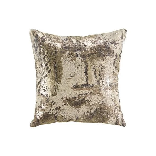 Benzara 20 x 20 inches Shimmering Cotton Accent Pillow, Set of 4, Beige and Gold