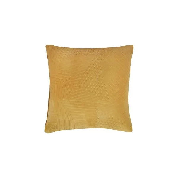 Benzara 20 x 20 Velvet Accent Pillow with Geometric Design, Set of 4, Yellow