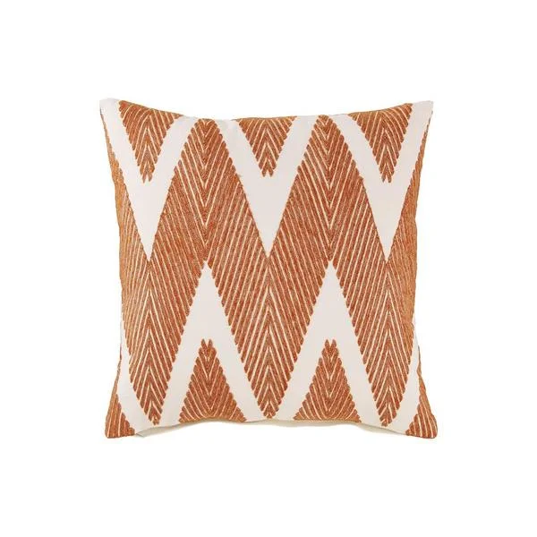 Benzara 20 x 20 Zippered Cotton Accent Pillow with Herringbone Print, Set of 4, Orange