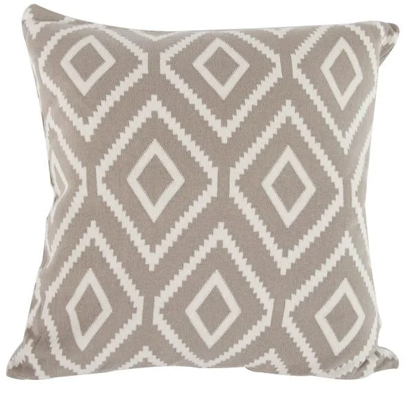 Benzara Cashmere Pillow with Diamond Pattern, Set of 2, Brown and White