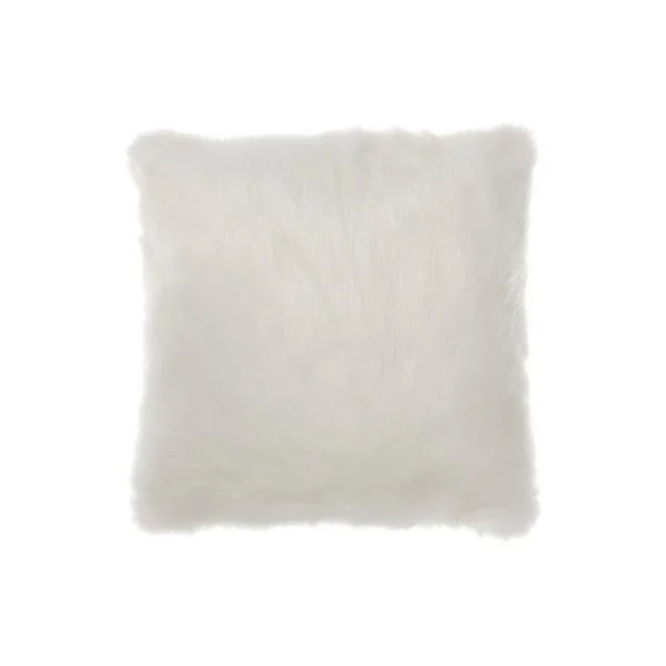 Benzara Fabric Upholstered Pillow with Faux Fur Accents, Set of 4, White