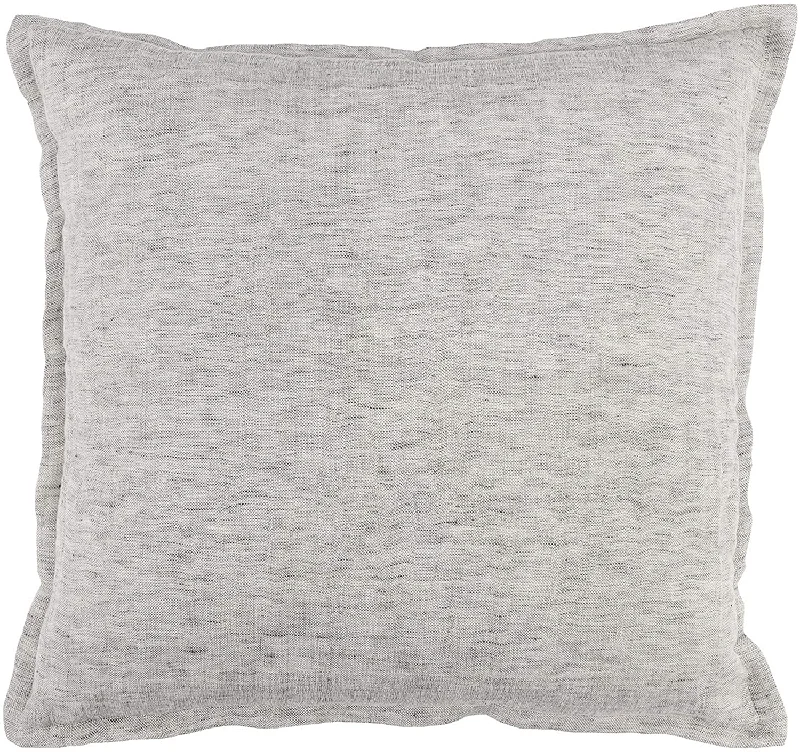 Benzara Square Fabric Throw Pillow with Flanged Edges, Gray