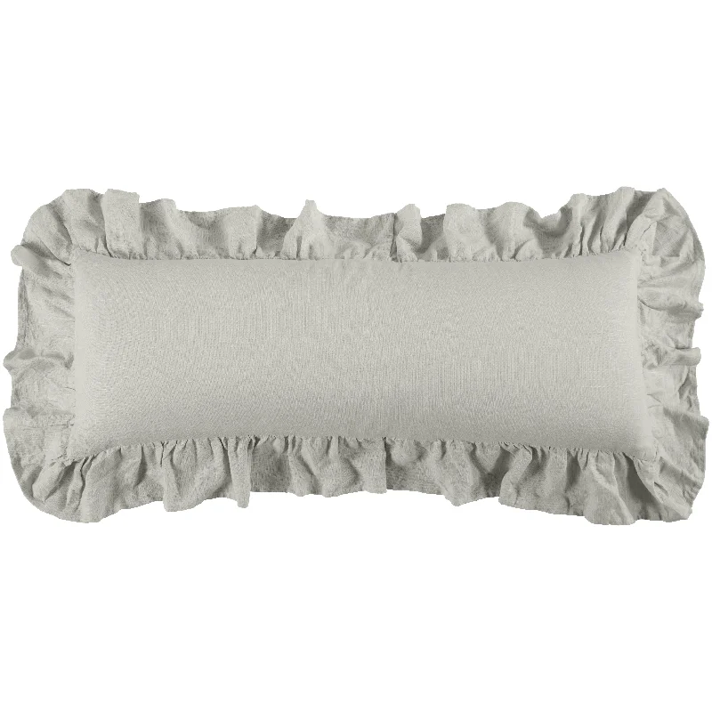 HiEnd Accents Washed Linen Ruffled Lumbar Pillow