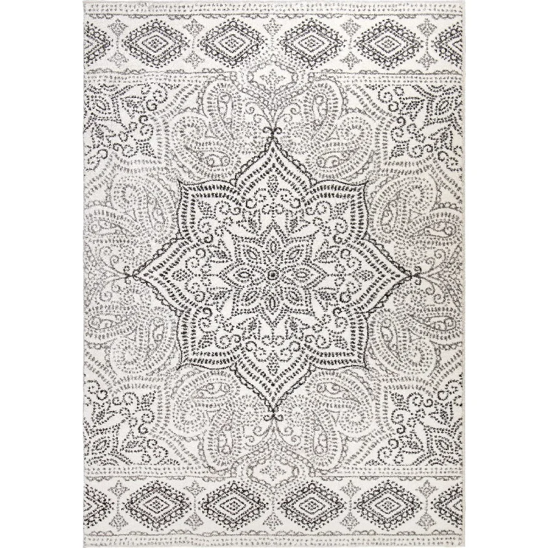 Adagio 8242 Paisley Points White Rug