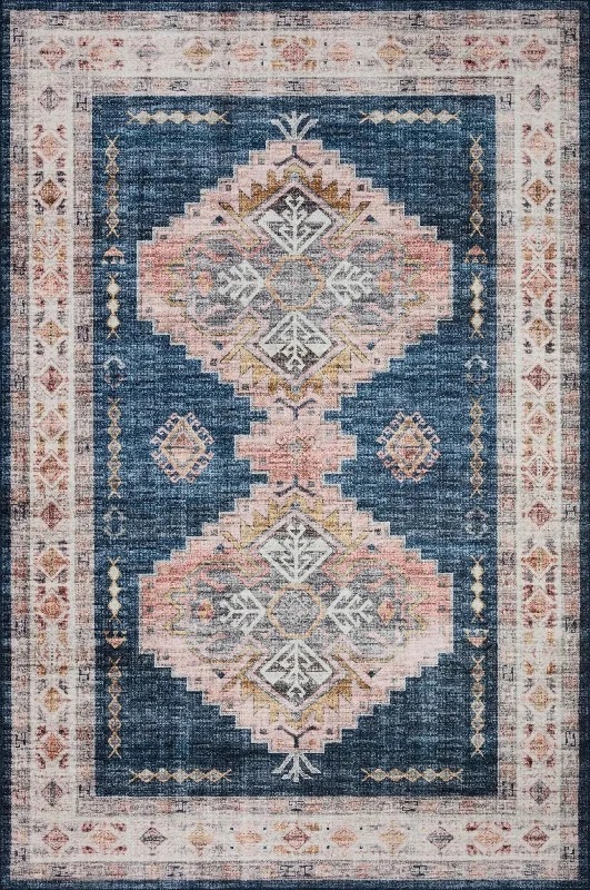 Heidi HEI-03 Denim/Blush Rug