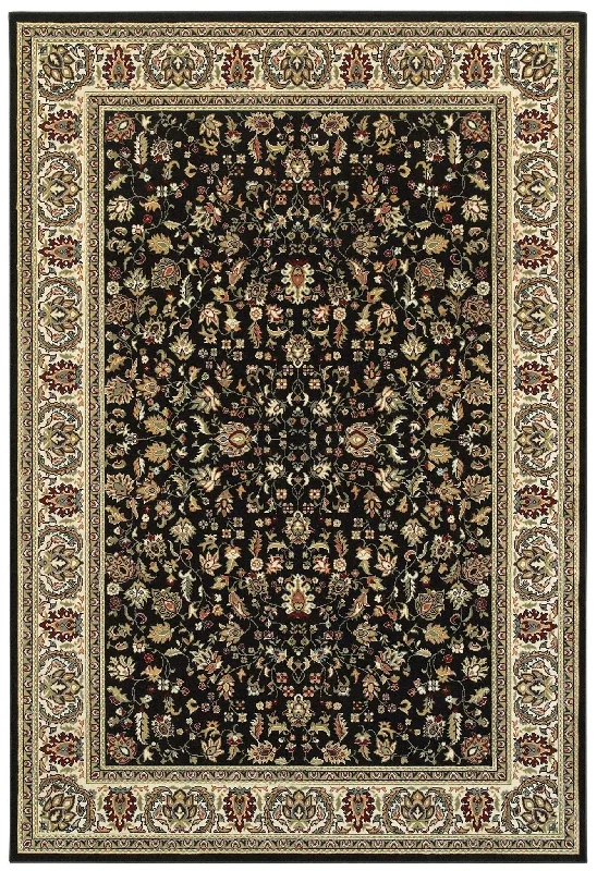 Kashan 108B Black/ Ivory Rug