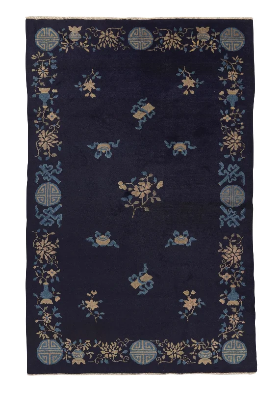 Oriental Rug Chinese Handmade Area Antique Traditional 4'10"x7'8" (5x8) Blue Peking Design #33014