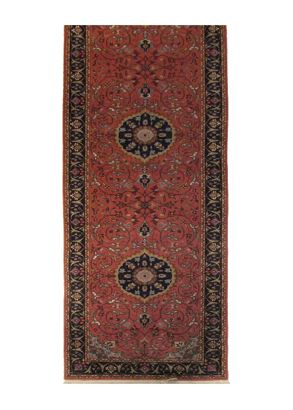 Oriental Rug Chinese Handmade Runner Traditional 2'6"x10'2" (3x10) Pink Whites/Beige Floral Design #A29289