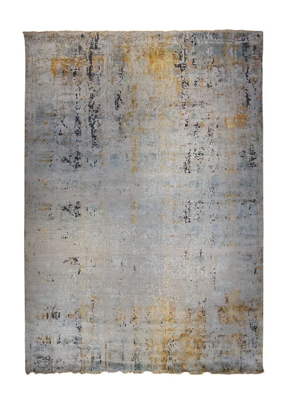 Oriental Rug Indian Handmade Area Modern 10'0"x13'10" (10x14) Whites/Beige Yellow/Gold Abstract Splatter Design #A34726