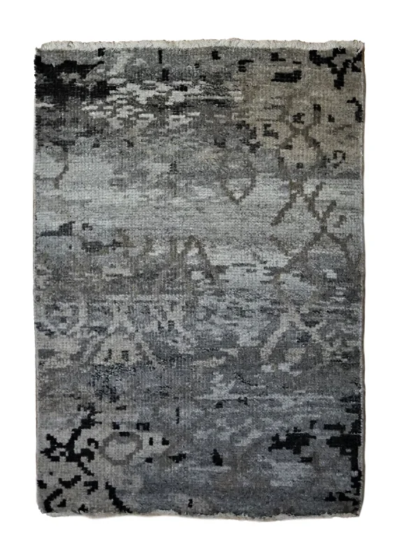 Oriental Rug Indian Handmade Area Modern 2'0"x3'0" (2x3) Gray Geometric Design #A34835