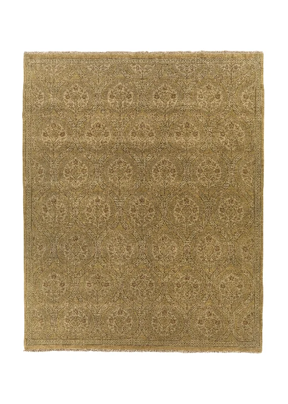 Oriental Rug Indian Handmade Area Modern 8'2"x10'1" (8x10) Yellow/Gold Floral Design #32560