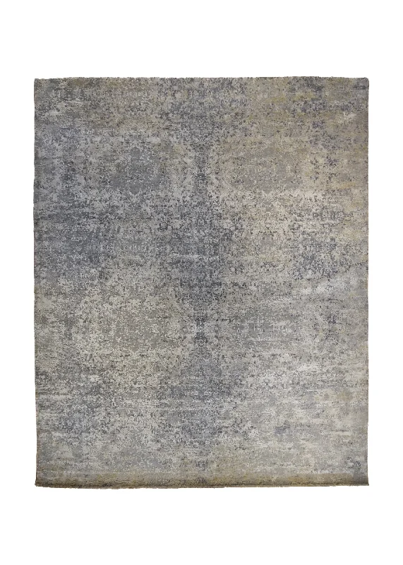 Oriental Rug Indian Handmade Area Modern Neutral 8'1"x10'0" (8x10) Whites/Beige Gray Abstract Splatter Design #A34730