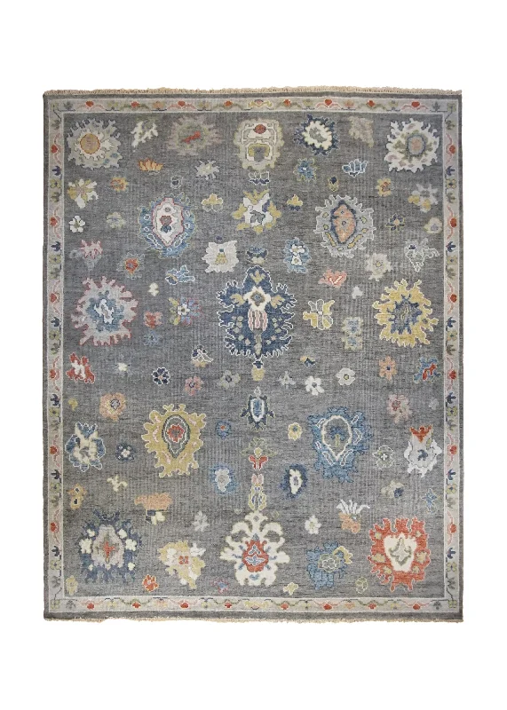 Oriental Rug Indian Handmade Area Transitional 8'2"x10'2" (8x10) Gray Oushak Design #A34722