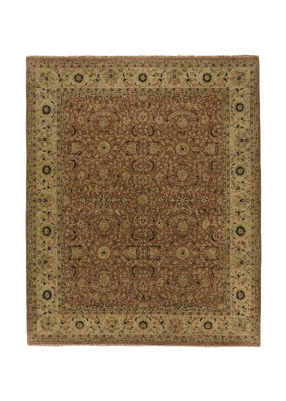 Oriental Rug Indian Handmade Area Transitional 8'2"x9'11" (8x10) Orange Whites/Beige Oushak Design #32652