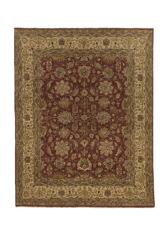 Oriental Rug Indian Handmade Area Transitional 7'9"x9'11" (8x10) Red Yellow/Gold Oushak Design #35592