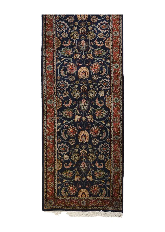 Oriental Rug Indian Handmade Runner Traditional 2'7"x25'0" (3x25) Red Blue Floral Design #A27517