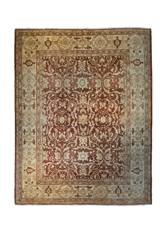 Oriental Rug Pakistani Handmade Area Traditional 8'0"x10'1" (8x10) Red Yellow/Gold Antique Washed Floral Design #A34889