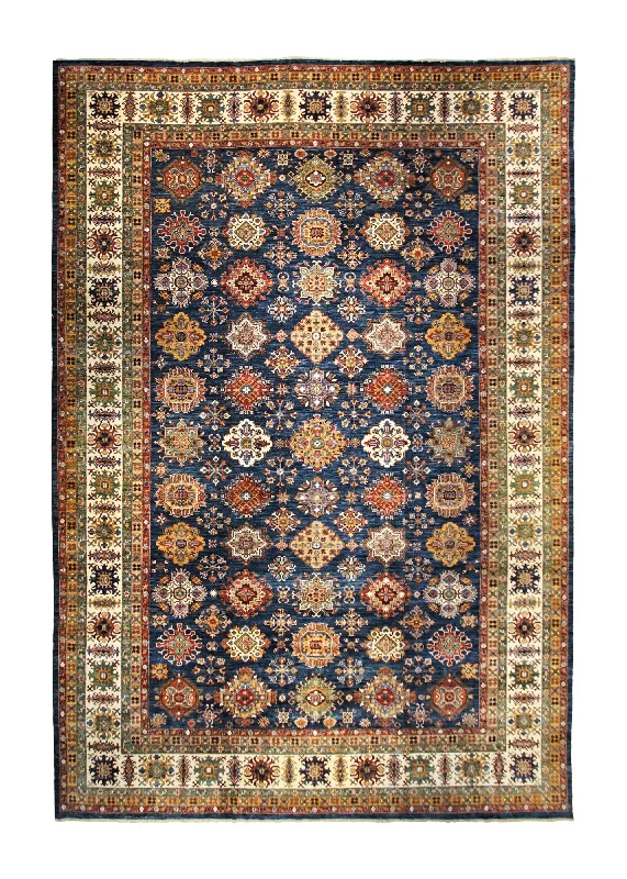 Oriental Rug Pakistani Handmade Area Traditional Transitional 13'2"x19'6" (13x20) Blue Yellow/Gold Geometric Design #A34948