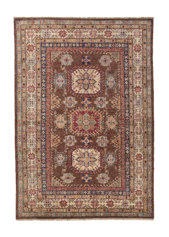 Oriental Rug Pakistani Handmade Area Transitional 4'10"x6'11" (5x7) Brown Kazak Design #33124