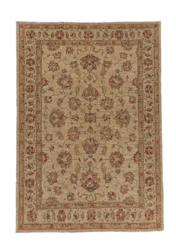 Oriental Rug Pakistani Handmade Area Transitional 4'10"x6'10" (5x7) Whites/Beige Floral Oushak Design #35424