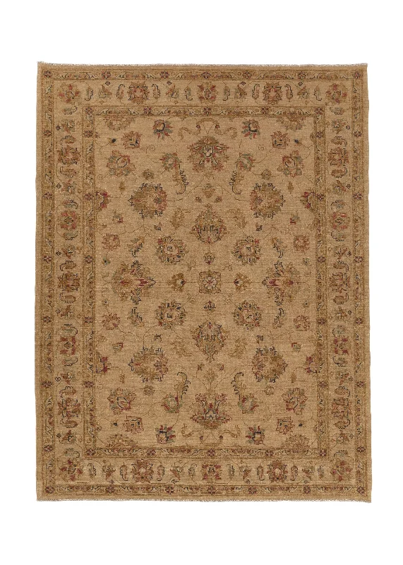 Oriental Rug Pakistani Handmade Area Transitional 5'1"x6'7" (5x7) Yellow/Gold Whites/Beige Floral Oushak Design #35422