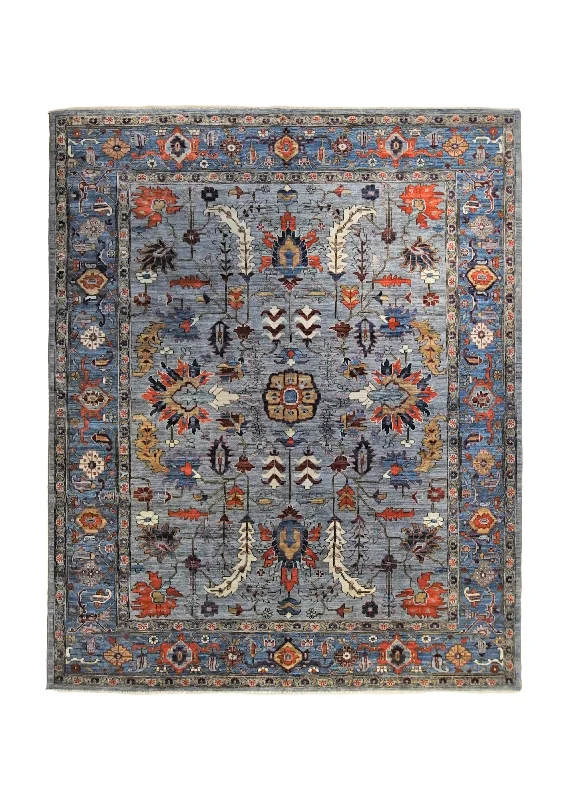 Oriental Rug Pakistani Handmade Area Transitional 8'0"x9'11" (8x10) Blue Heriz Design #A34775