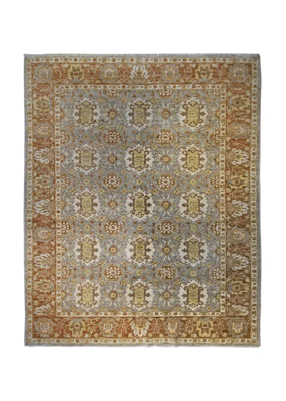 Oriental Rug Pakistani Handmade Area Transitional 7'10"x9'7" (8x10) Gray Brown Antique Washed Floral Design #A34864