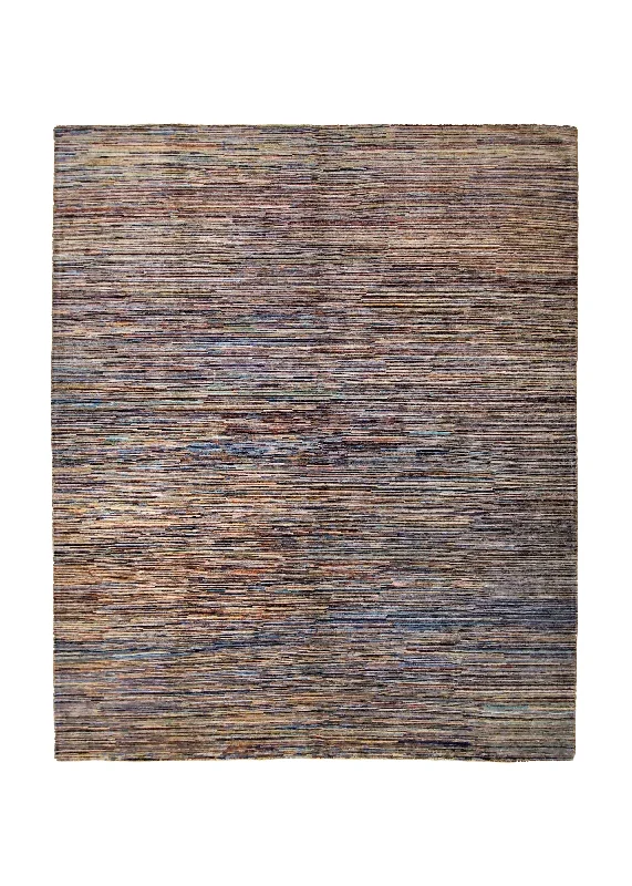 Oriental Rug Pakistani Handmade Area Transitional 8'0"x9'8" (8x10) Multi-color Stripes Gabbeh Design #A34781