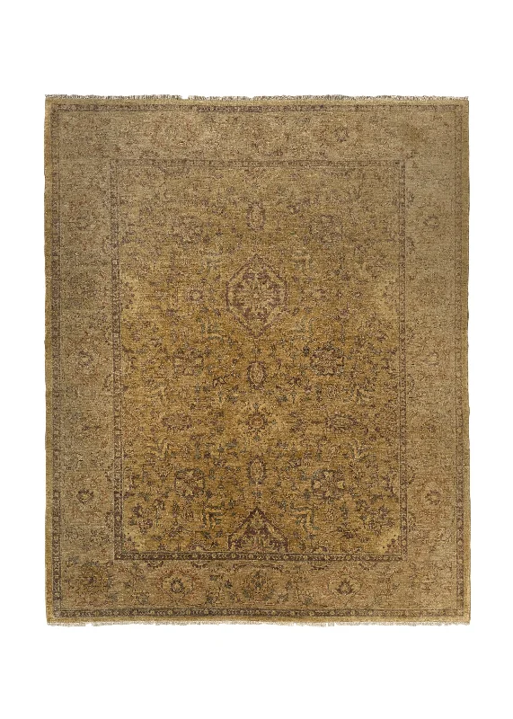 Oriental Rug Pakistani Handmade Area Transitional 8'2"x9'11" (8x10) Yellow/Gold Oushak Floral Design #33845