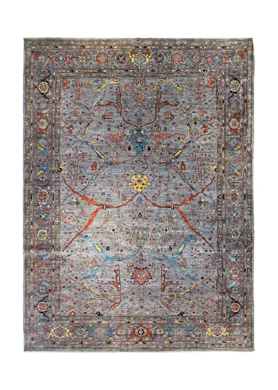 Oriental Rug Pakistani Handmade Area Transitional 8'8"x11'9" (9x12) Blue Heriz Design #A34758