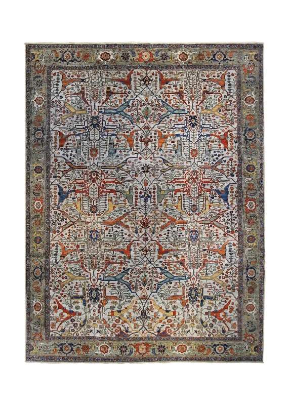 Oriental Rug Pakistani Handmade Area Transitional 9'1"x12'1" (9x12) Red Mostofi Design #A34785