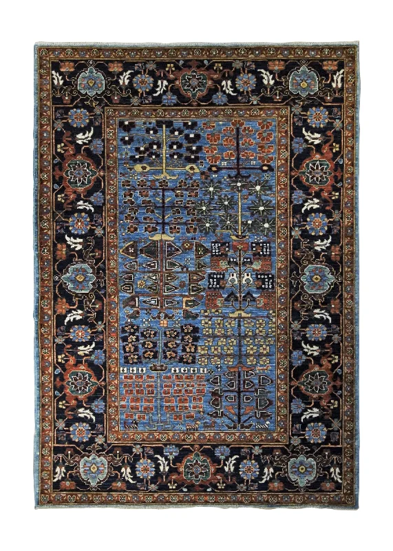 Oriental Rug Pakistani Handmade Area Transitional Tribal 4'3"x6'0" (4x6) Blue Geometric Design #A34942