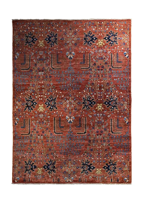 Oriental Rug Pakistani Handmade Area Transitional Tribal 5'0"x6'9" (5x7) Red Tree of Life Bakhshayesh Design #A34951