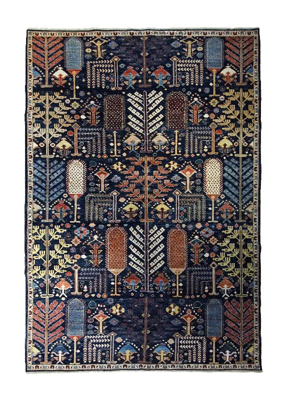 Oriental Rug Pakistani Handmade Area Transitional Tribal 6'0"x8'9" (6x9) Blue Tree of Life Bakhshayesh Design #A34957