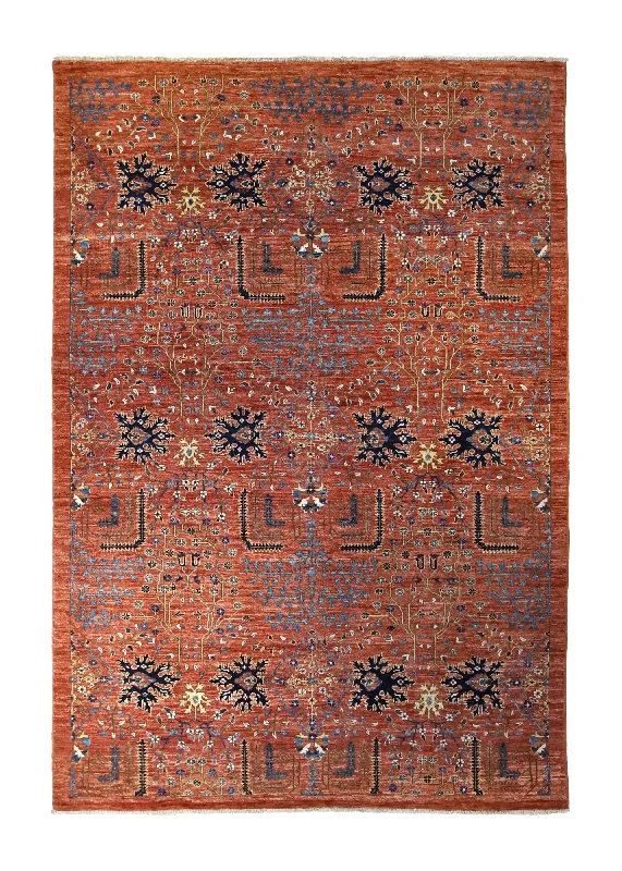 Oriental Rug Pakistani Handmade Area Transitional Tribal 5'11"x8'10" (6x9) Red Tree of Life Bakhshayesh Design #A34956