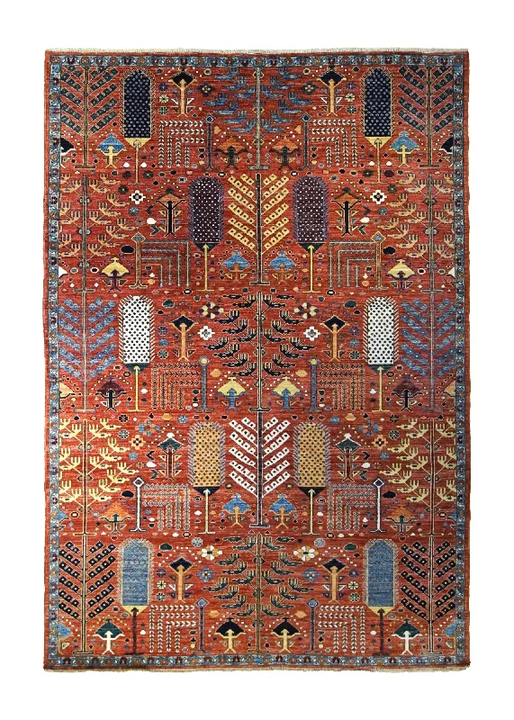 Oriental Rug Pakistani Handmade Area Transitional Tribal 6'1"x8'11" (6x9) Red Tree of Life Bakhshayesh Design #A34958