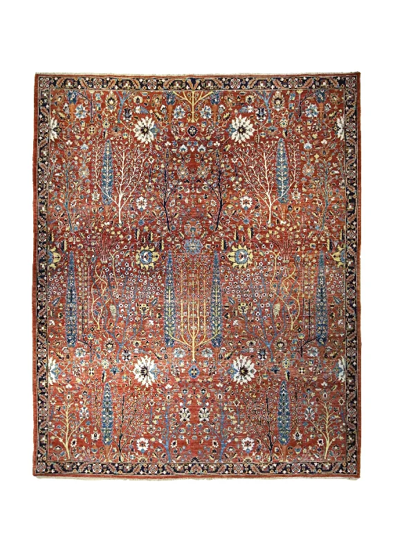 Oriental Rug Pakistani Handmade Area Transitional Tribal 8'0"x9'10" (8x10) Red Tree of Life Bakhshayesh Design #A34962