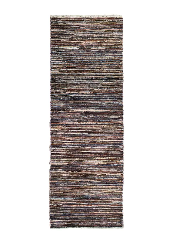 Oriental Rug Pakistani Handmade Runner Transitional 2'2"x6'1" (2x6) Red Multi-color Stripes Gabbeh Design #A34821