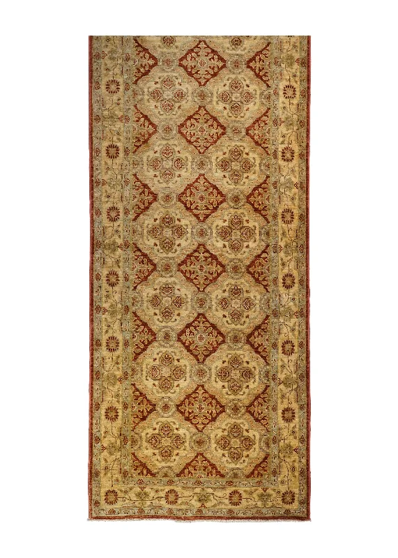 Oriental Rug Pakistani Handmade Runner Transitional 2'11"x30'3" (3x30) Yellow/Gold Antique Washed Oushak Floral Design #A27414