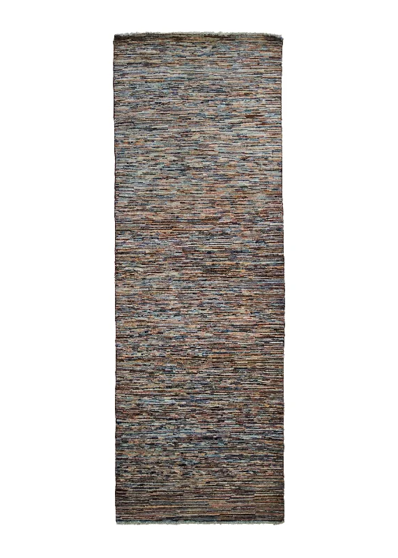 Oriental Rug Pakistani Handmade Runner Transitional 2'8"x7'10" (3x8) Red Multi-color Stripes Gabbeh Design #A34823