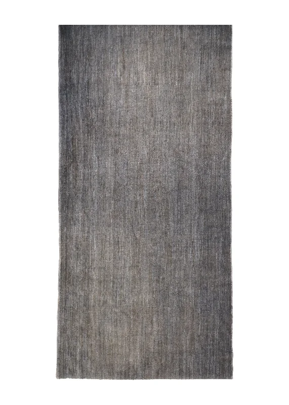 Oriental Rug Pakistani Handmade Runner Transitional Neutral 4'0"x11'11" (4x12) Gray Blue Gabbeh Plain Design #A29091