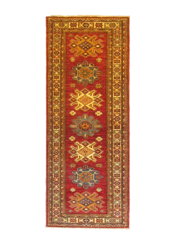 Oriental Rug Pakistani Handmade Runner Transitional Tribal 2'0"x6'4" (2x6) Red Kazak Geometric Design #A26021