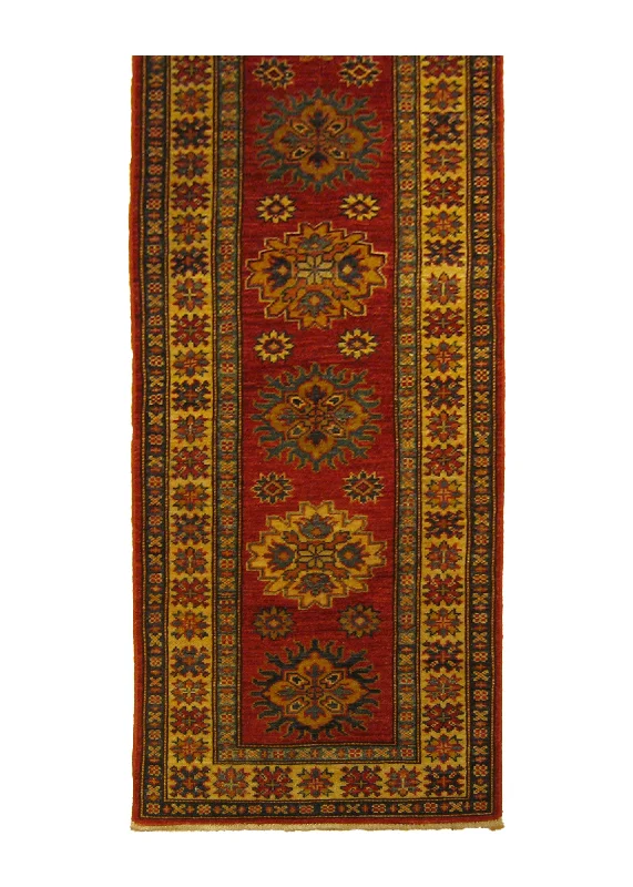 Oriental Rug Pakistani Handmade Runner Transitional Tribal 2'1"x6'5" (2x6) Red Kazak Geometric Design #A27033