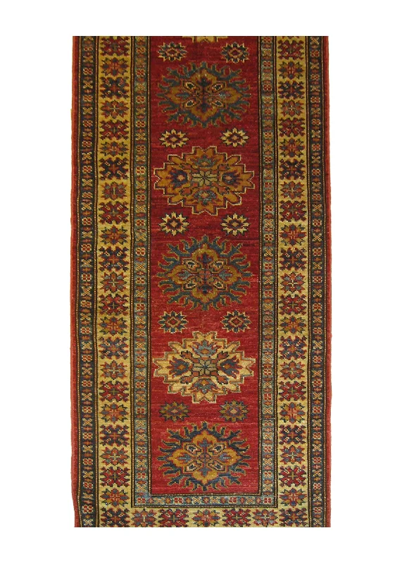 Oriental Rug Pakistani Handmade Runner Transitional Tribal 2'2"x6'5" (2x6) Red Kazak Geometric Design #A27042