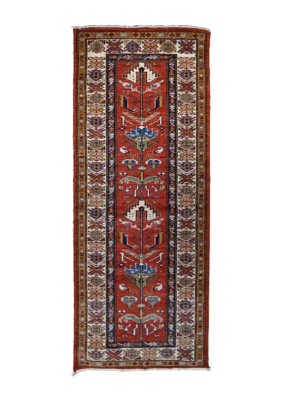 Oriental Rug Pakistani Handmade Runner Transitional Tribal 1'11"x6'4" (2x6) Red Kazak Geometric Design #A30004